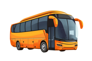 yellow school bus in cartoon style isolated png