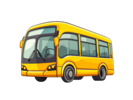 yellow school bus in cartoon style isolated png