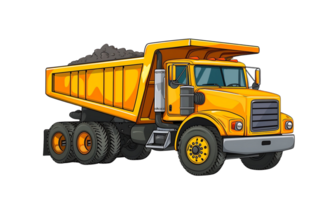 dump truck cartoon illustration, isolated png