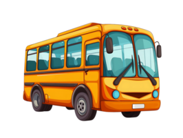 yellow school bus in cartoon style isolated png