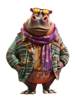 Animal character of hippo png