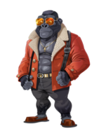 Animal character of fashionable gorilla png
