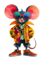 Animal character of fashionable mouse png