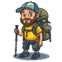 Illustration of hiker going to climb the mountain png