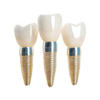 Three dental implant isolated on transparent background png