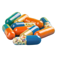 Medicine capsules 3d rendering isolated on transparent background png