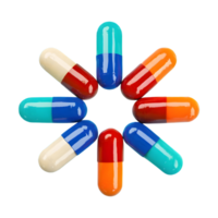 Medicine capsules 3d rendering isolated on transparent background png