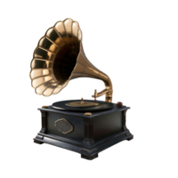 Gramophone vintage music player isolated on transparent background png