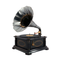 Gramophone vintage music player isolated on transparent background png