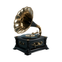 Gramophone vintage music player isolated on transparent background png