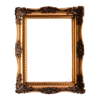 Blank antique gold picture frame isolated on transparent background png