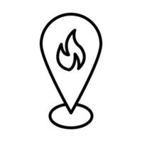 fuego ubicación línea icono diseño vector