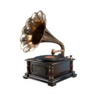 Gramophone vintage music player isolated on transparent background png