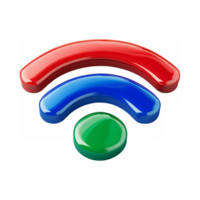 Wifi icon red green blue 3d illustration isolated on transparent background png