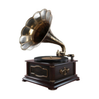 Gramophone vintage music player isolated on transparent background png