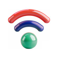 Wifi icon red green blue 3d illustration isolated on transparent background png