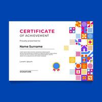 Abstract Geometric Mosaic Certificate Template Design vector