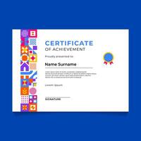 Abstract Geometric Mosaic Certificate Template Design vector