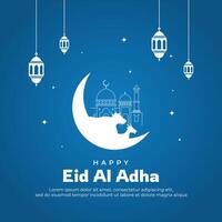 Happy Eid Al Adha Greeting Flat Design vector