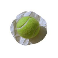 Tennis ball on crumpled paper cut out image png