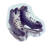 Black leather ice skates cut out image png