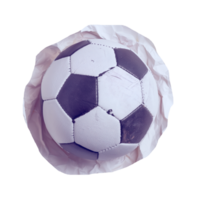 Soccer ball on crumpled paper cut out image png