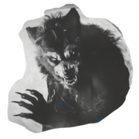 Monochrome vintage photo of halloween Werewolf cut out image png