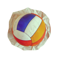 Volleyball ball on crumpled paper cut out image png