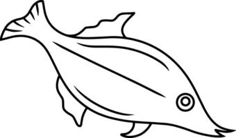 Sea fish Engraving Animal Doodle vector
