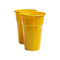 gegenereerd ai geel plastic cups geïsoleerd Aan een transparant achtergrond png