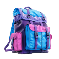 generiert ai lila und Blau Schule Tasche, Schulranzen, Schule, Bildung isoliert auf ein transparent Hintergrund png