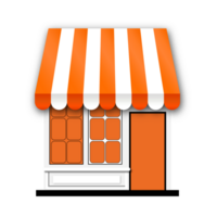 icoon van een winkelpui, helder oranje png