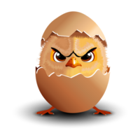 A cute, canary yellow chick that has just hatched from the egg, angry. png
