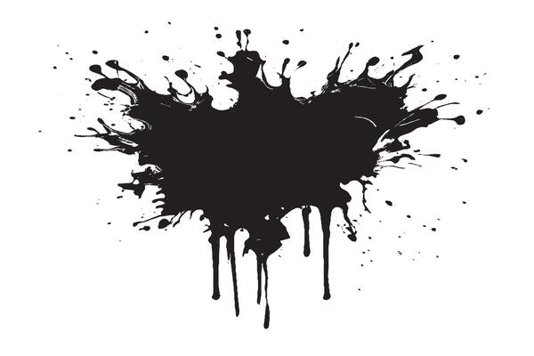 black ink splashes on white canvas monochrome background texture