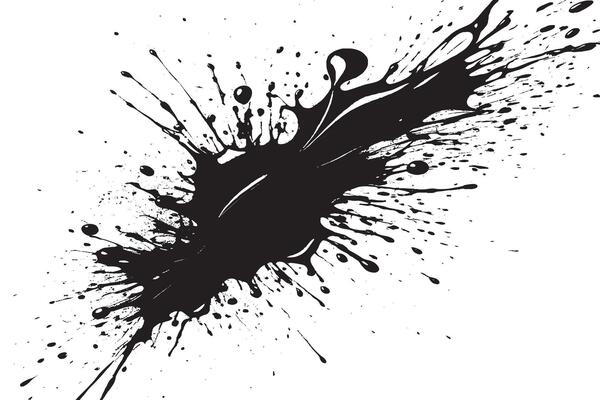 black ink splashes on white canvas monochrome background texture