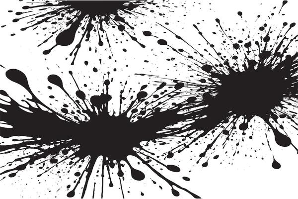 black ink splashes on white canvas monochrome background texture