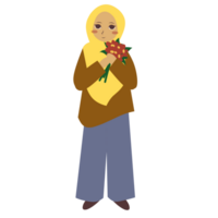 Girl holding flowers png