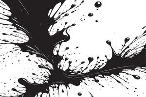 black ink splashes on white canvas monochrome background texture vector