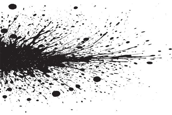 black ink splashes on white canvas monochrome background texture