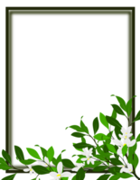 Green frame leaves border, blank template on transparent background png