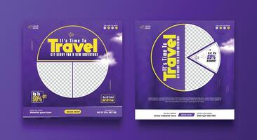 Travel and explore the world adventure social media post design template vector
