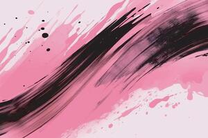 Pink and black color grunge abstract brush stroke background. vector