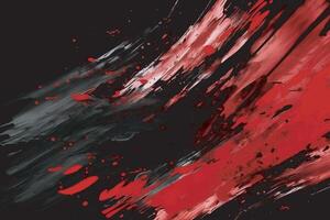 Red and black color grunge abstract brush stroke background. vector