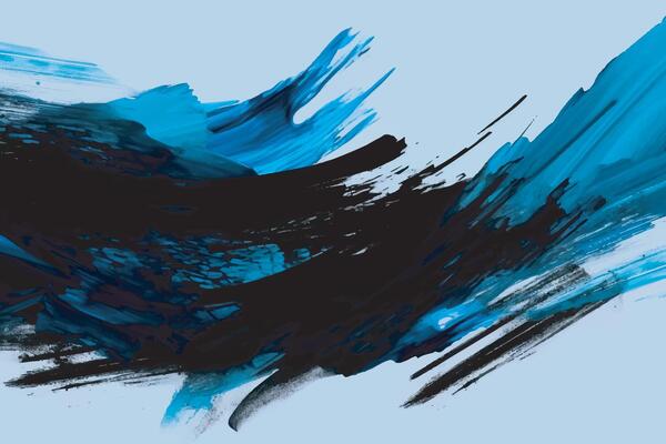 Blue and black color grunge abstract brush stroke background