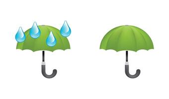 conjunto de paraguas paraguas con lluvia gotas plano icono. aislado paraguas emoji ilustración vector