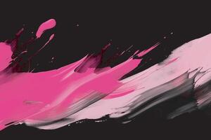 Pink and black color grunge abstract brush stroke background. vector