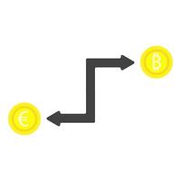 Currency exchanger, coin icon, euro, cryptocurrency, flat design, simple image, cartoon style. Money transfer concept. line icon for business and advertising vector