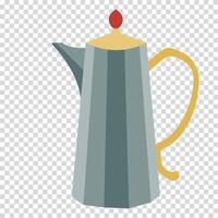 Metal teapot with a gold-plated handle, teapot for coffee and tea, flat design, warm colors, simple image, cartoon style. line icon for business and advertising vector