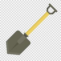 Military shovel with a yellow handle, work, labor, construction, excavation, flat design, simple image, cartoon style. Specialized tools concept. line icon for business and advertising vector