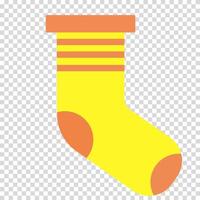 A sock in orange and yellow colors for gifts from Santa, a warm element of clothing, flat design, simple image, cartoon style. Christmas gift concept. line icon for business and advertising vector